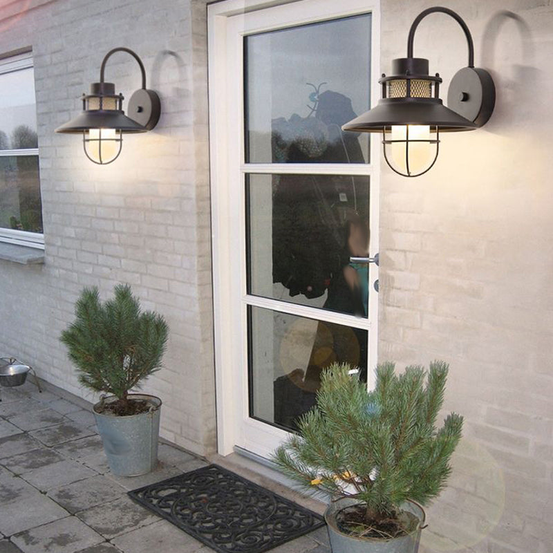 Black Metal Wall Light Industrial Flush Mount Lighting for Home Foyer