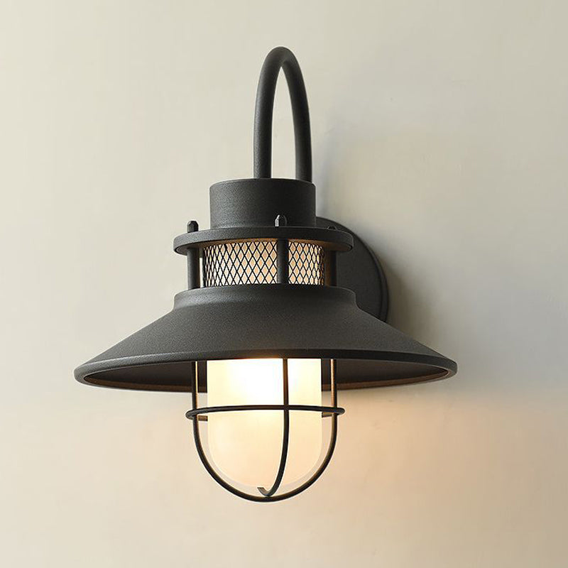Black Metal Wall Light Industrial Flush Mount Lighting for Home Foyer