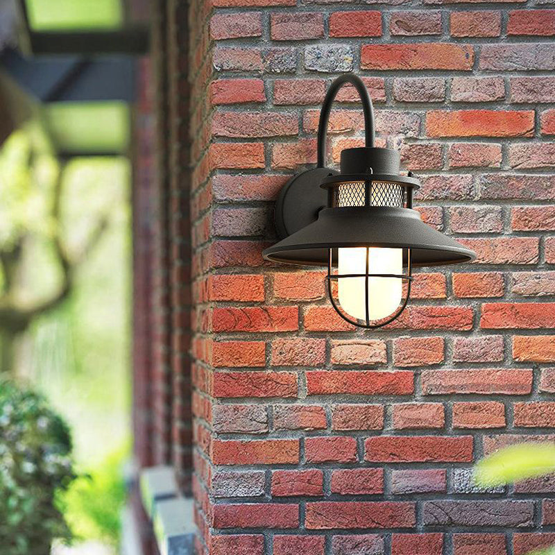 Black Metal Wall Light Industrial Flush Mount Lighting for Home Foyer