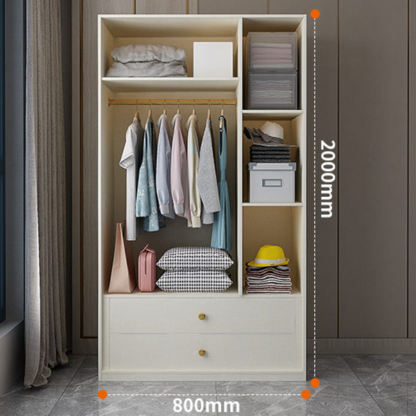 White Wooden Wardrobe Cloth Rod Included Wardrobe Closet for Home