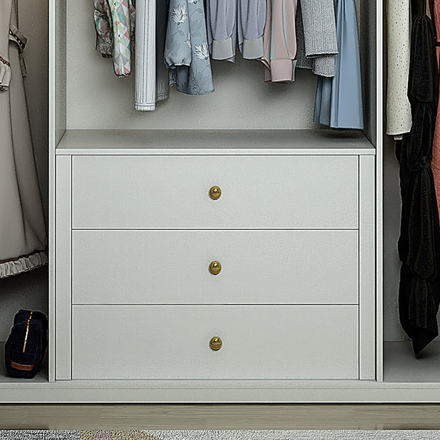 White Wooden Wardrobe Cloth Rod Included Wardrobe Closet for Home