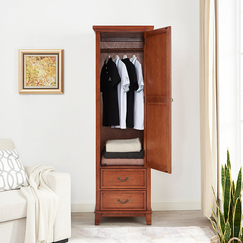 Traditional Rubberwood Armoire for Home Matte Finish Cabinet with Hinged Door