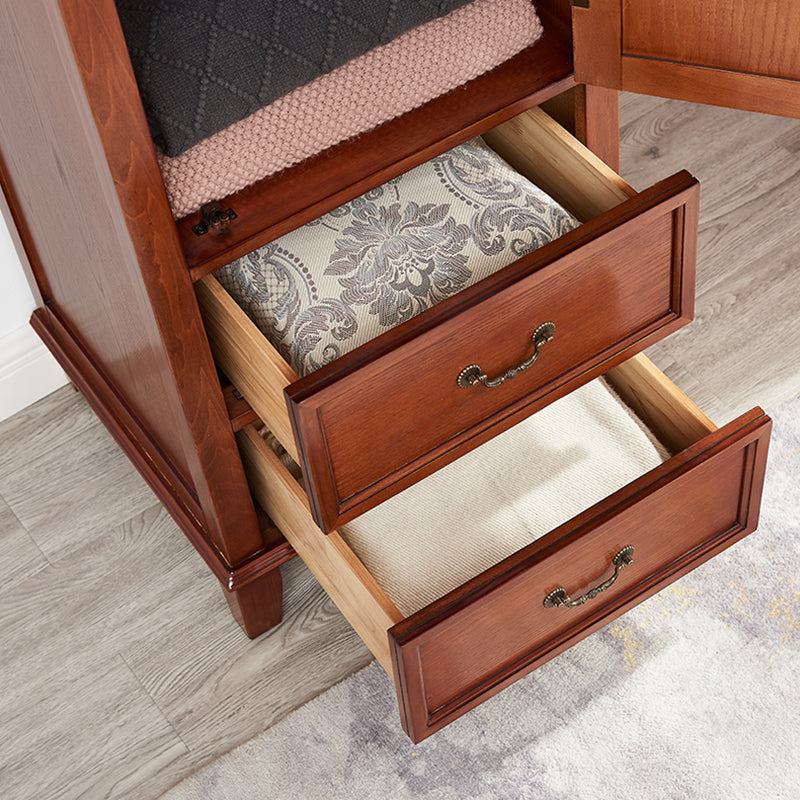 Traditional Rubberwood Armoire for Home Matte Finish Cabinet with Hinged Door