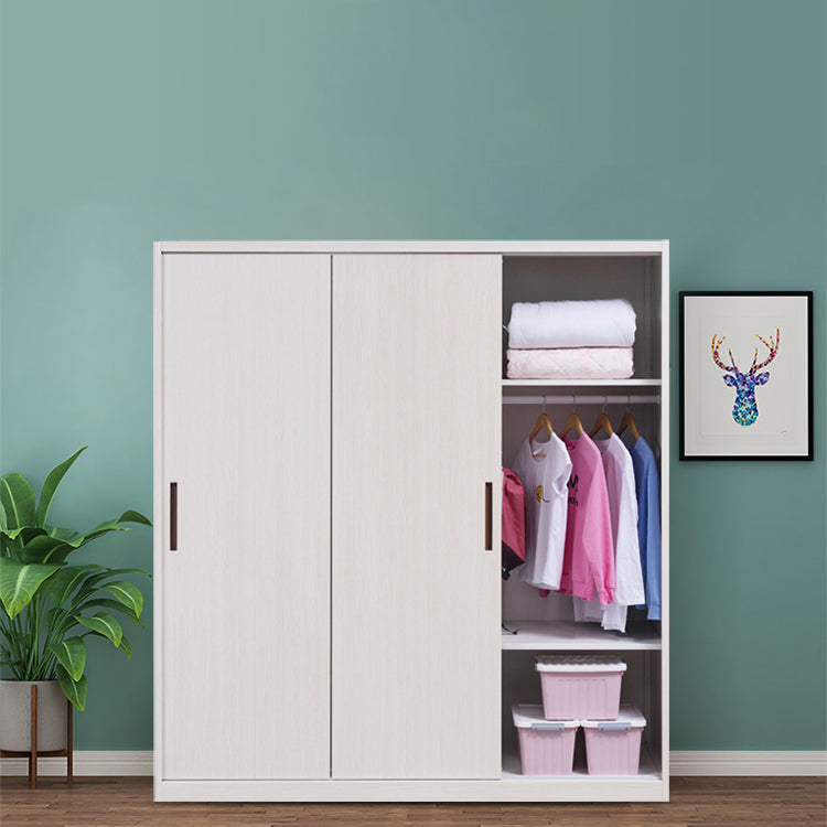Contemporary Two Doors Wardrobe Armoire Steel Wardrobe Closet