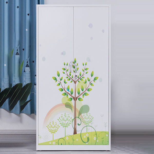 Contemporary Two Doors Wardrobe Armoire Steel Wardrobe Closet