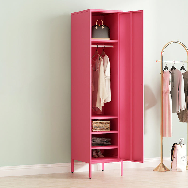 Contemporary Style Metal Wardrobe Adjustable Shelves Wardrobe Closet with Legs