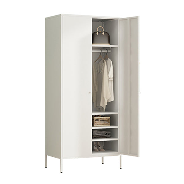 Contemporary Style Metal Wardrobe Adjustable Shelves Wardrobe Closet with Legs
