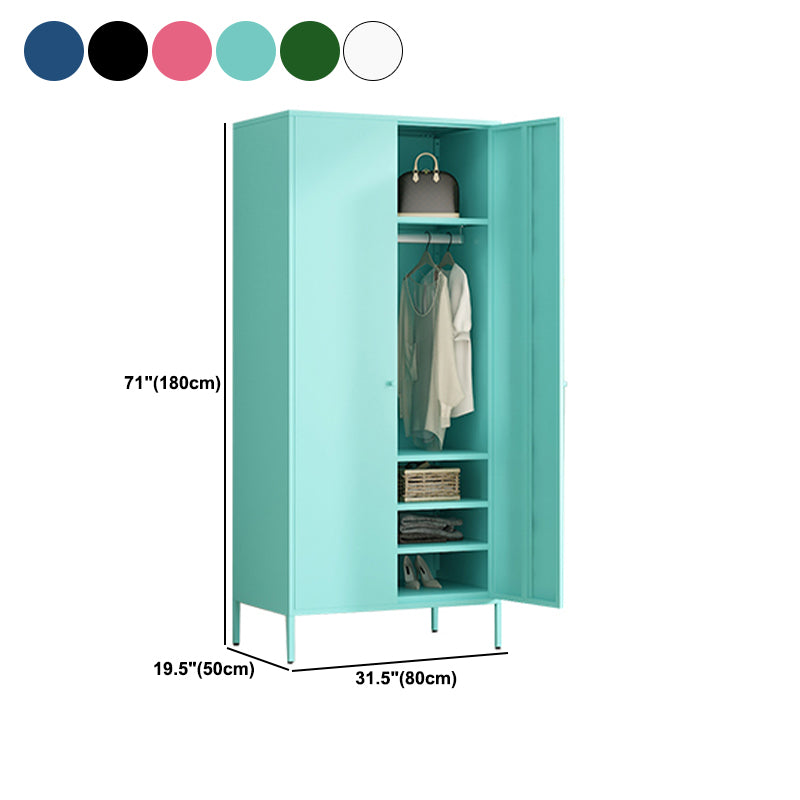 Contemporary Style Metal Wardrobe Adjustable Shelves Wardrobe Closet with Legs
