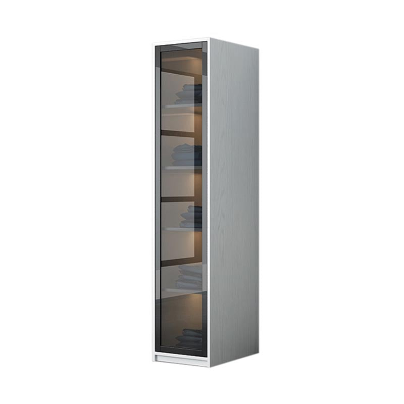 Glass and Engineered Wood Wardrobe Closet White Wardrobe Cabinet