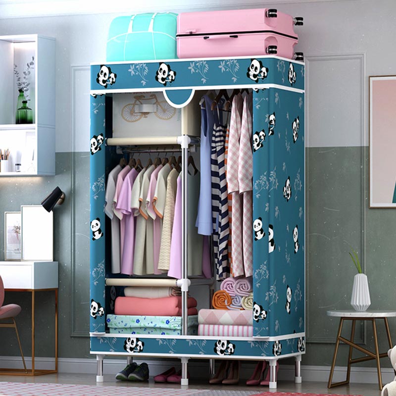 Matte Finish Wardrobe for Home Contemporary Storage Cabinet with Metal Legs