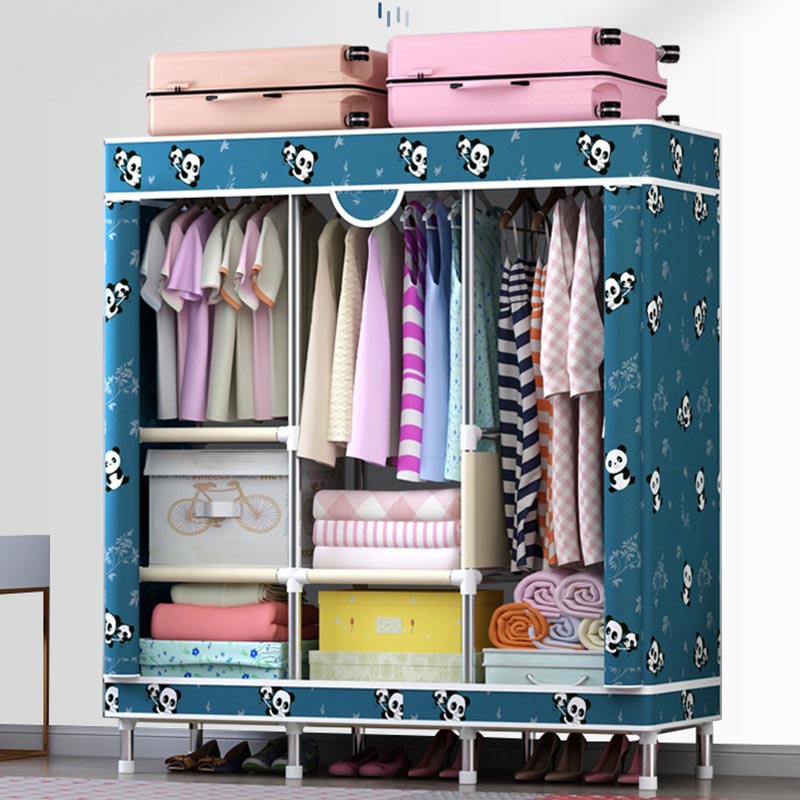 Matte Finish Wardrobe for Home Contemporary Storage Cabinet with Metal Legs