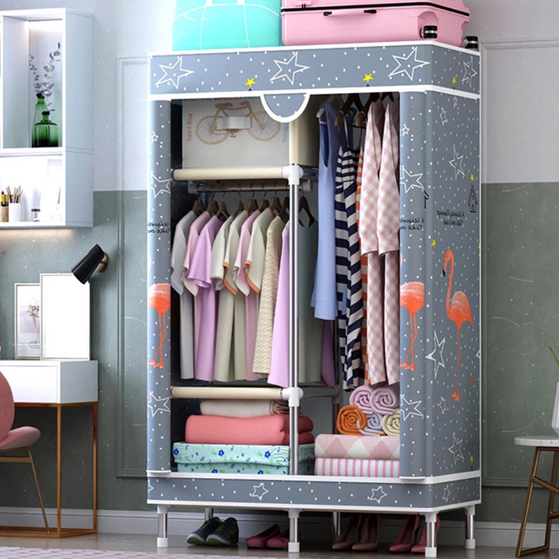 Matte Finish Wardrobe for Home Contemporary Storage Cabinet with Metal Legs