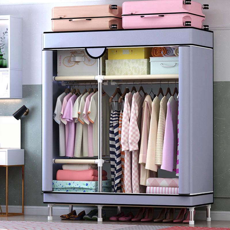 Matte Finish Wardrobe for Home Contemporary Storage Cabinet with Metal Legs