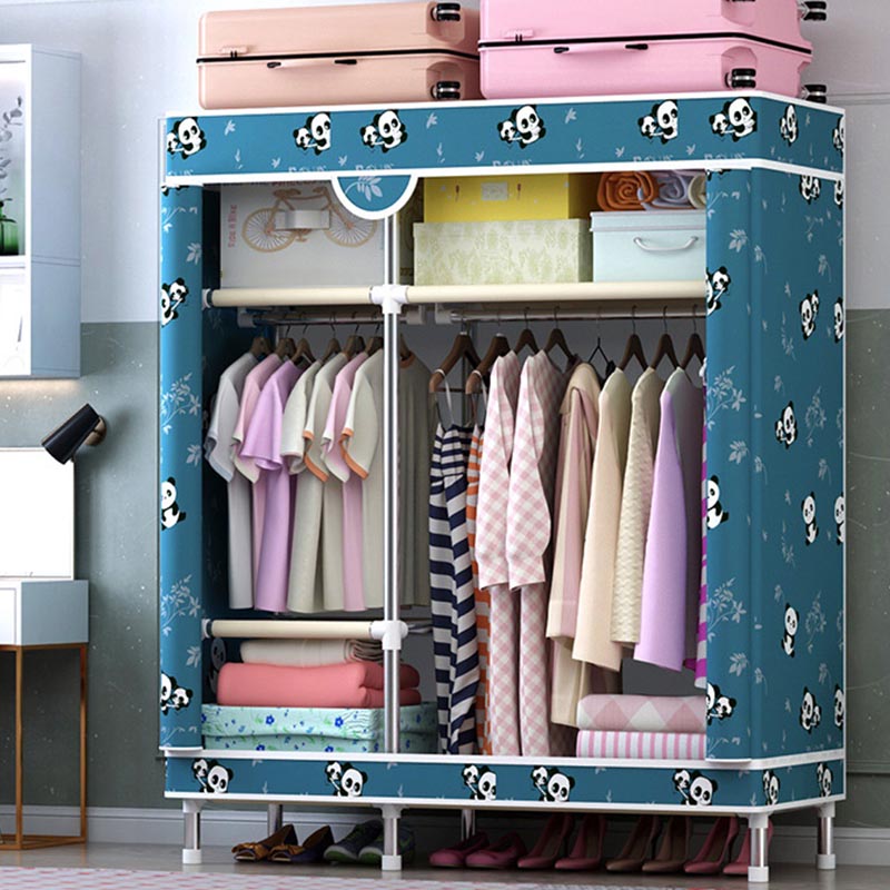 Matte Finish Wardrobe for Home Contemporary Storage Cabinet with Metal Legs