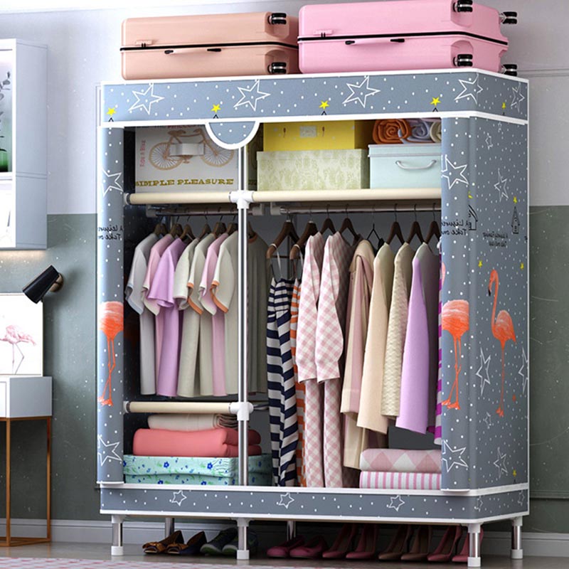 Matte Finish Wardrobe for Home Contemporary Storage Cabinet with Metal Legs