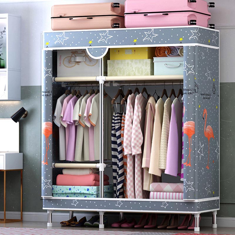 Matte Finish Wardrobe for Home Contemporary Storage Cabinet with Metal Legs