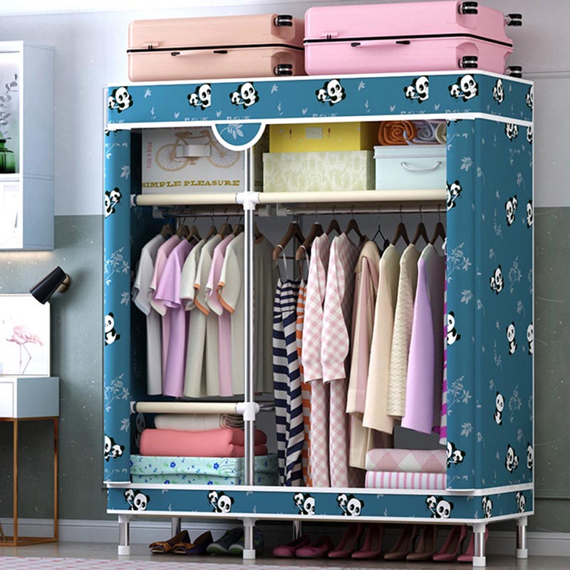 Matte Finish Wardrobe for Home Contemporary Storage Cabinet with Metal Legs