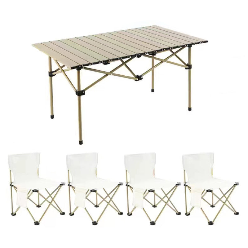 Modern Foldable Metal Table Set 1/3/5 Pieces Dining Table Set for Outdoor