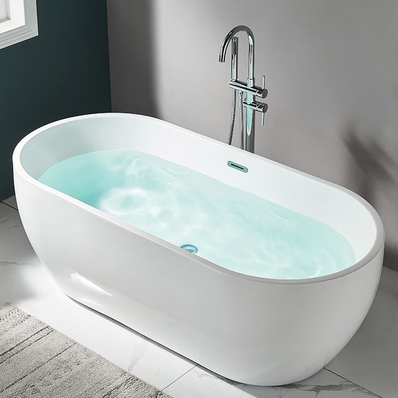 Modern White Acrylic Bath Tub Oval Freestanding Bathtub for Home