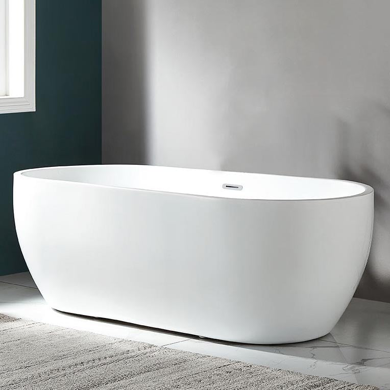 Modern White Acrylic Bath Tub Oval Freestanding Bathtub for Home