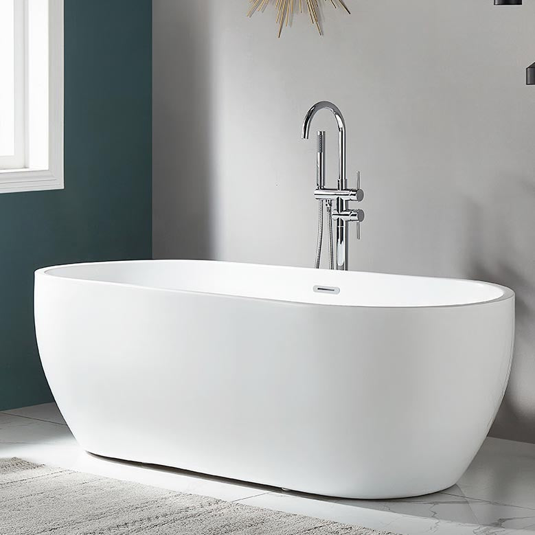 Modern White Acrylic Bath Tub Oval Freestanding Bathtub for Home