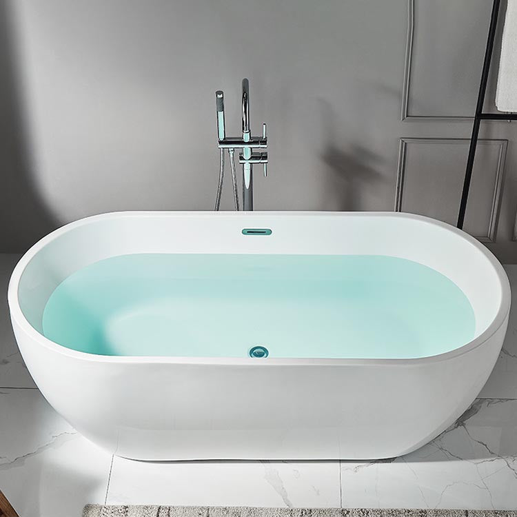 Modern White Acrylic Bath Tub Oval Freestanding Bathtub for Home
