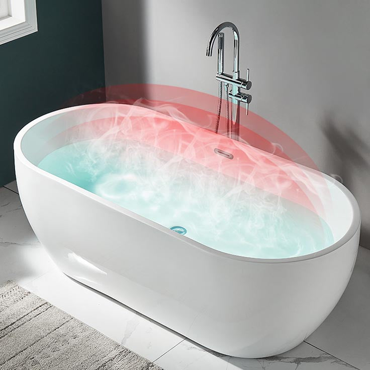 Modern White Acrylic Bath Tub Oval Freestanding Bathtub for Home