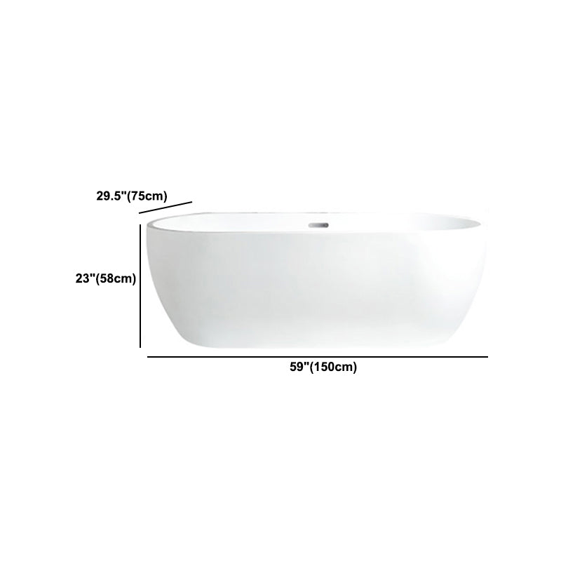 Modern White Acrylic Bath Tub Oval Freestanding Bathtub for Home