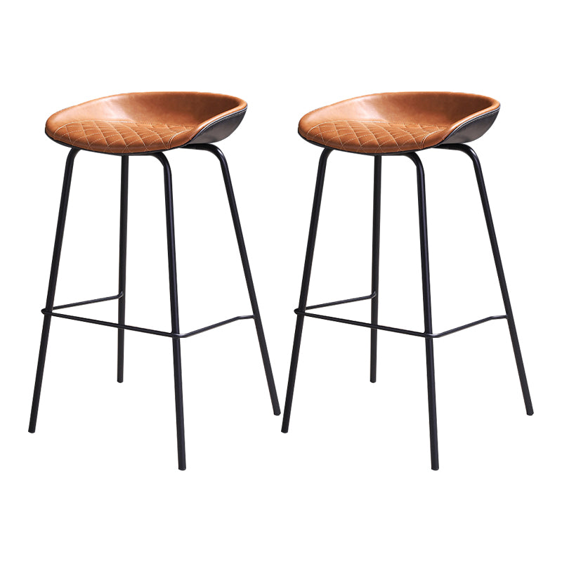 Contemporary Leather Counter Stools Metal Bar Stool for Living Room