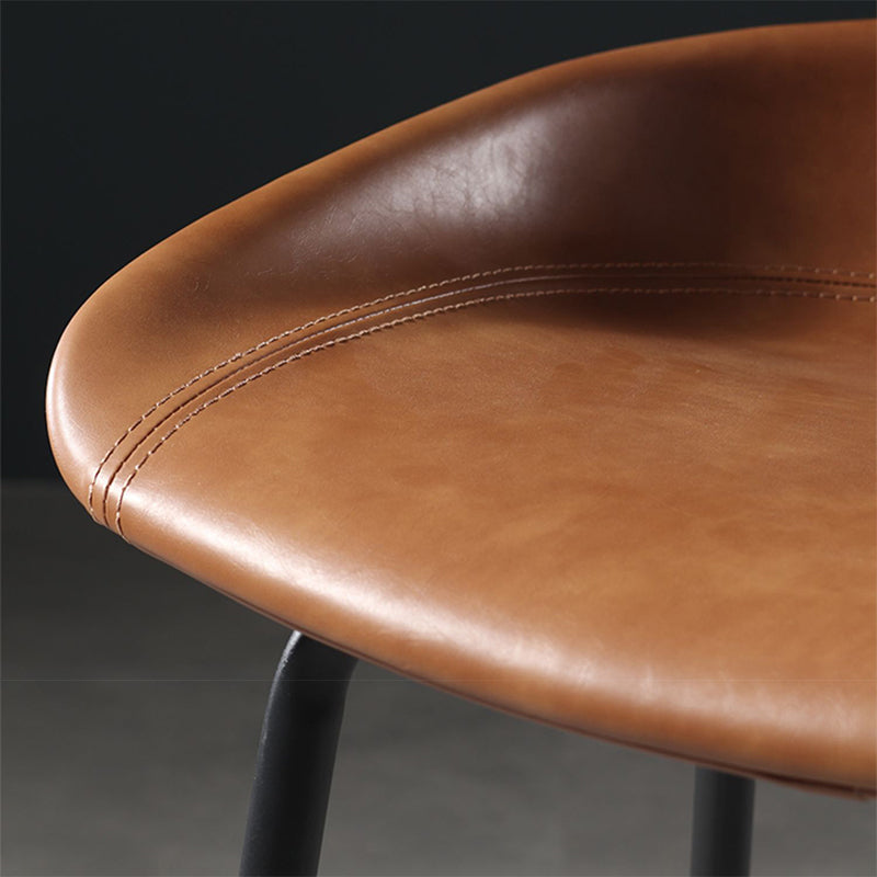 Contemporary Leather Counter Stools Metal Bar Stool for Living Room