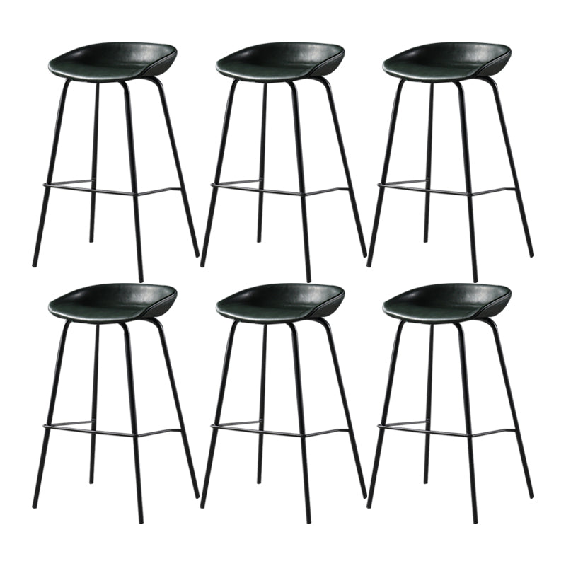 Contemporary Leather Counter Stools Metal Bar Stool for Living Room