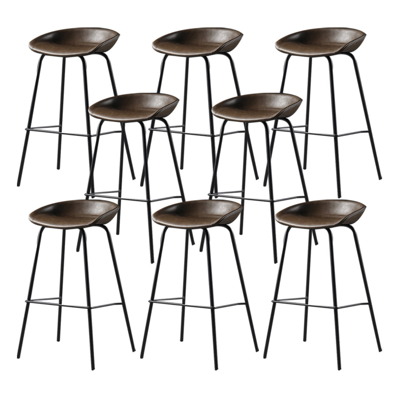 Contemporary Leather Counter Stools Metal Bar Stool for Living Room