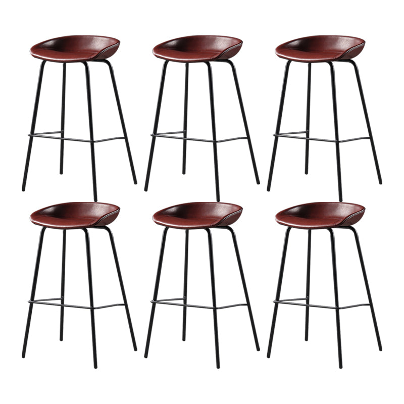 Contemporary Leather Counter Stools Metal Bar Stool for Living Room