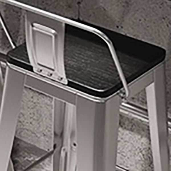 Footrest Backrest Counter-height Stool Industrial Wood and Metal Counter Chair in Silver