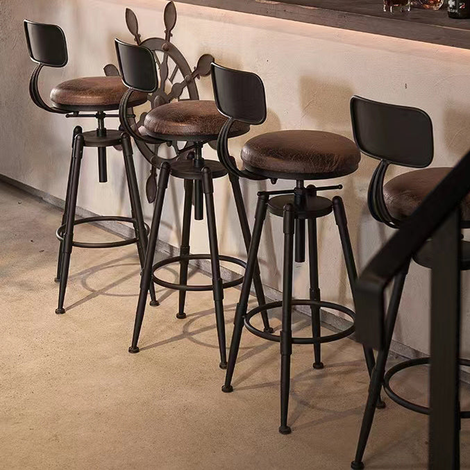 Modern Armless Rotatable Counter Stool Iron Cafe Bar Stool with Seat and Pedal