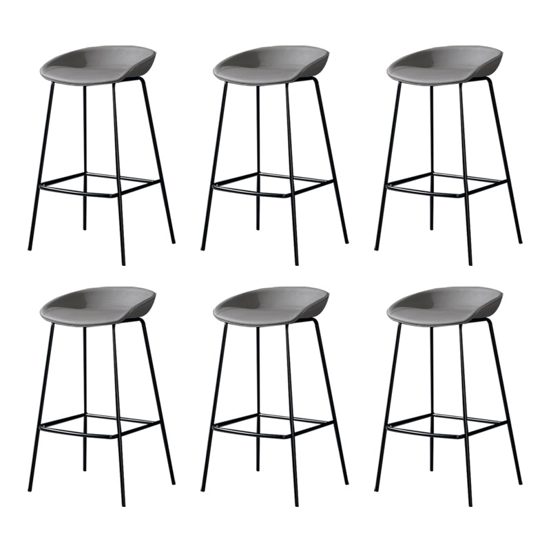 Modern Leather Counter Bar Stool Black Base Footrest Low Back Counter Stool