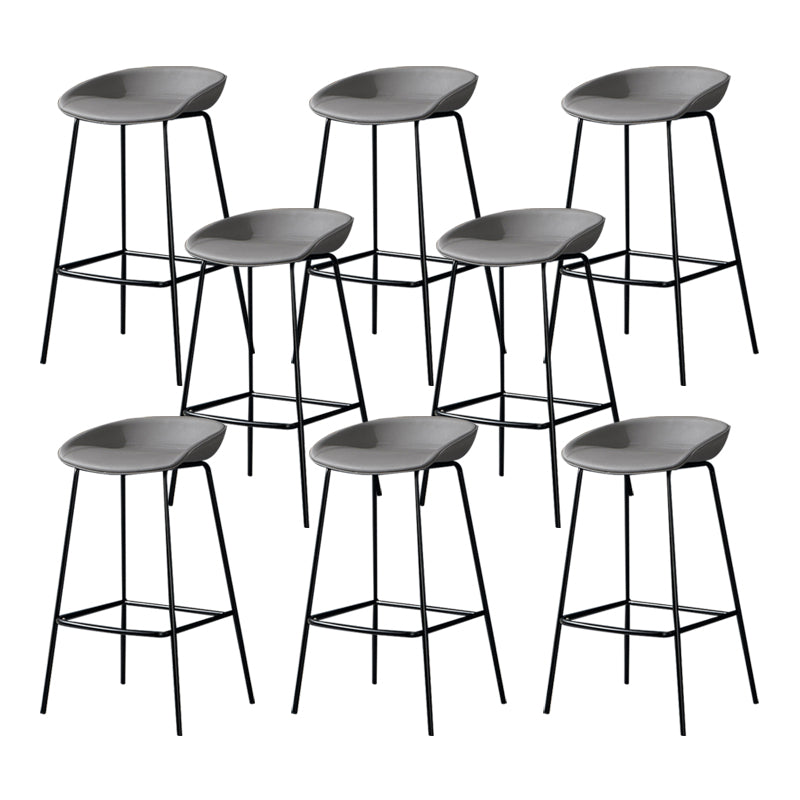 Modern Leather Counter Bar Stool Black Base Footrest Low Back Counter Stool