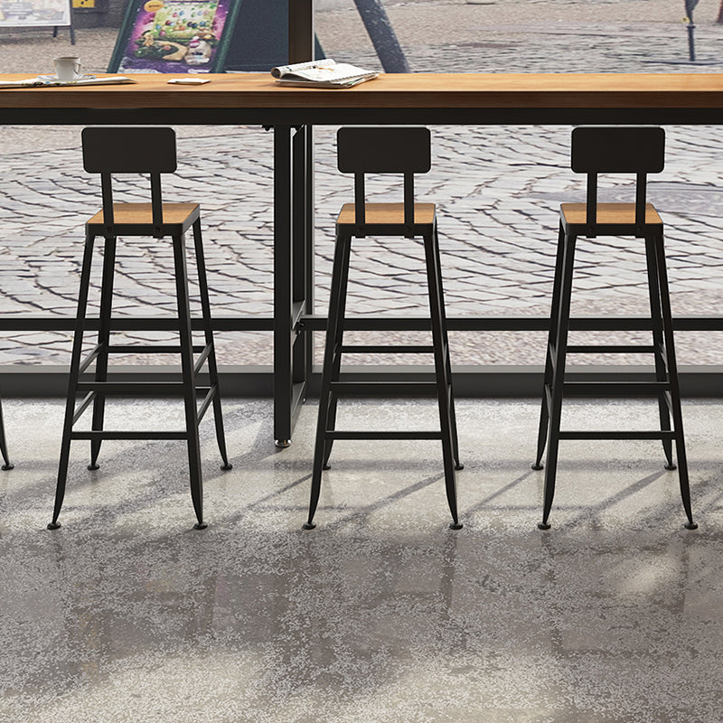 Square Bar and Counter Stool Industrial Coffee Shop Footrest Counter Stool in Black