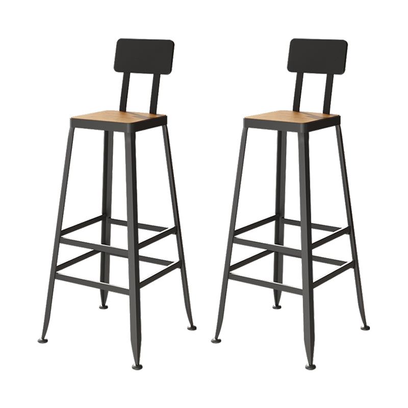 Square Bar and Counter Stool Industrial Coffee Shop Footrest Counter Stool in Black