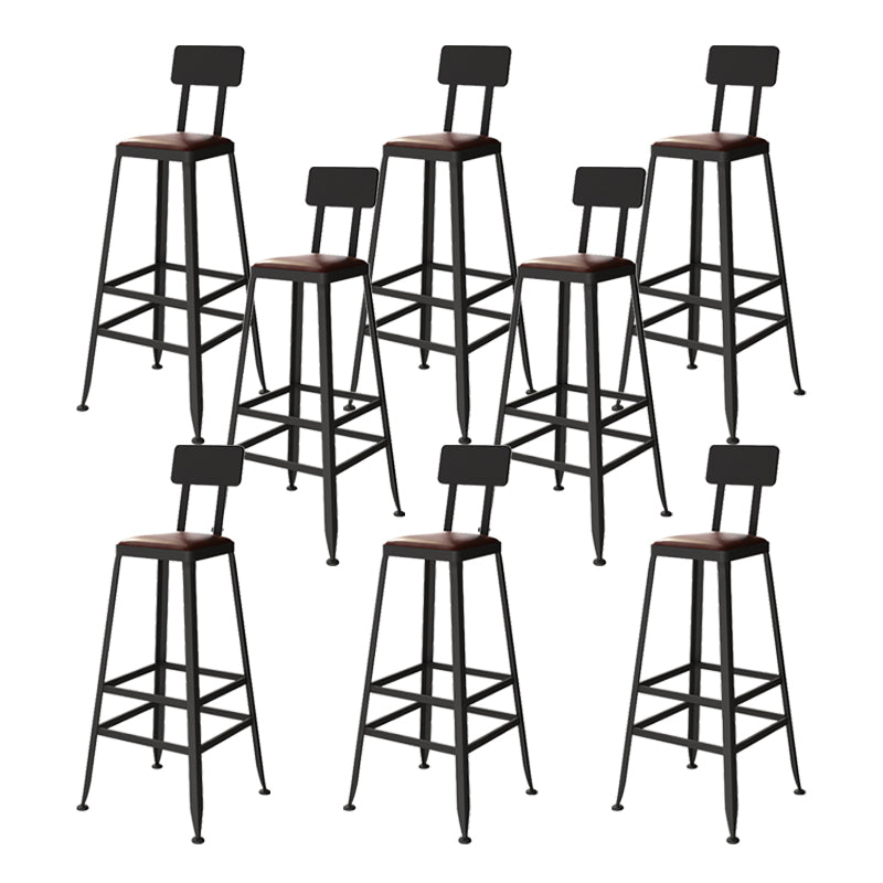 Square Bar and Counter Stool Industrial Coffee Shop Footrest Counter Stool in Black