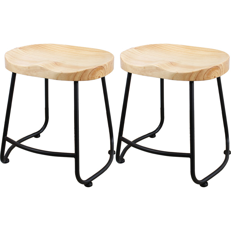 Modern Backless Armless Counter Stool Iron Cashier Bar Stool with Wooden Seat and Pedal