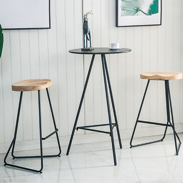 Modern Armless Counter Stool Iron Dining Room Bar Stool with Seat and Pedal