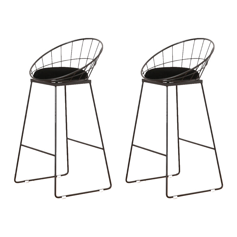 Modern Armless Counter Stool Iron Dining Room Bar Stool with Seat and Pedal