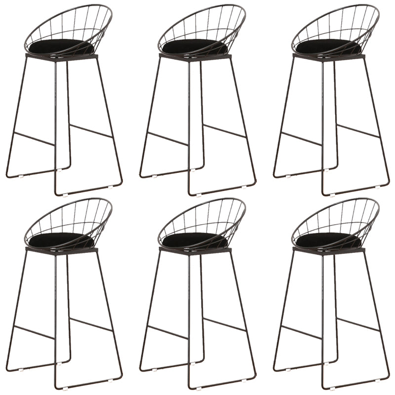 Modern Armless Counter Stool Iron Dining Room Bar Stool with Seat and Pedal