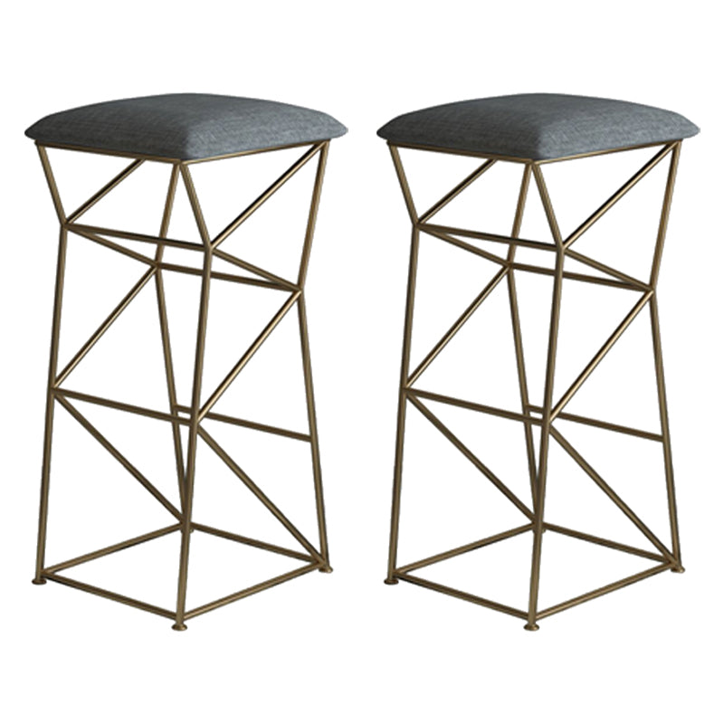 Modern Armless Counter Stool Iron Dining Room Bar Stool with Seat and Pedal