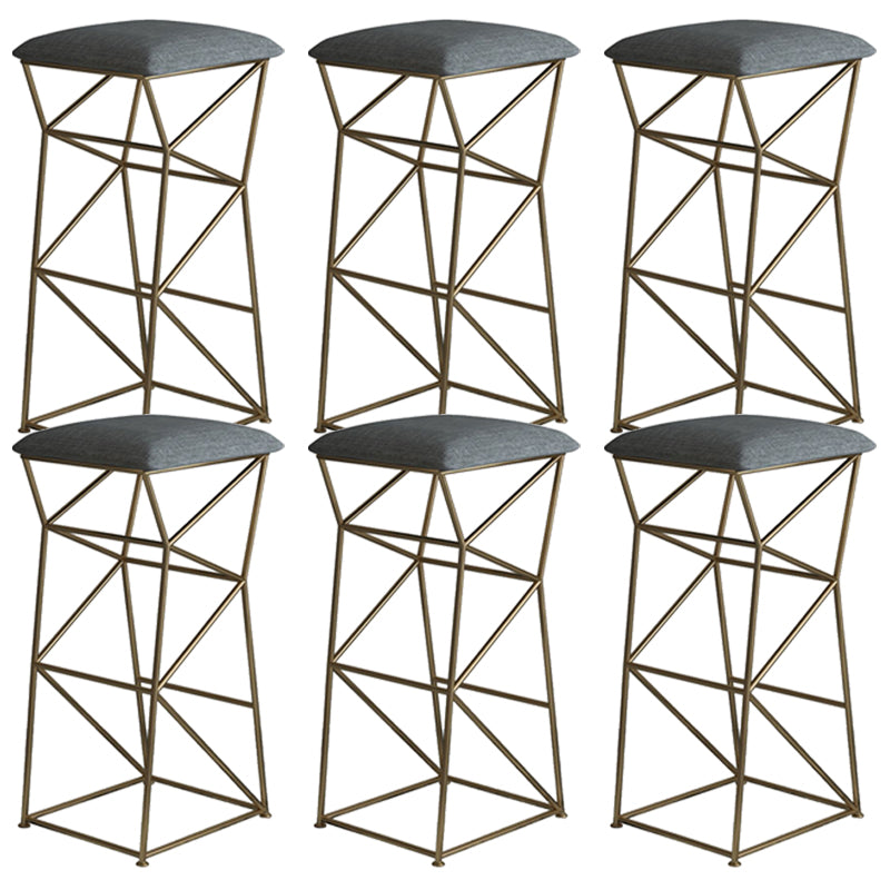 Modern Armless Counter Stool Iron Dining Room Bar Stool with Seat and Pedal