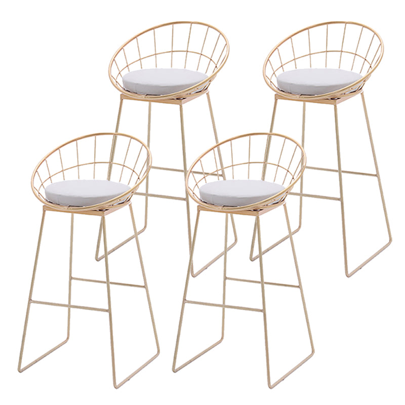 Modern Armless Counter Stool Iron Dining Room Bar Stool with Seat and Pedal