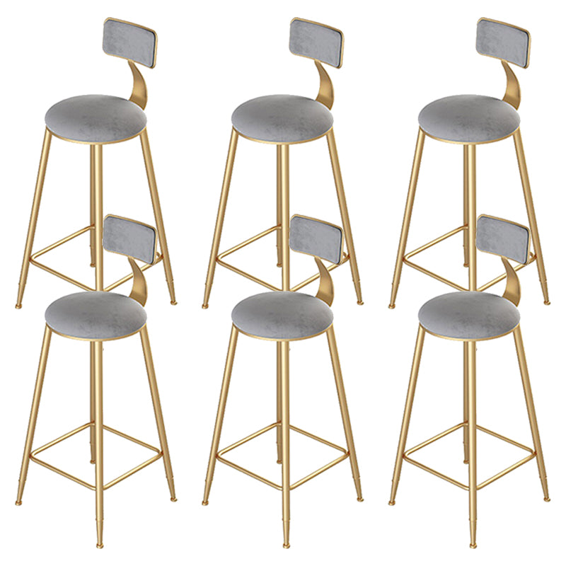 Modern Armless Counter Stool Iron Dining Room Bar Stool with Seat and Pedal