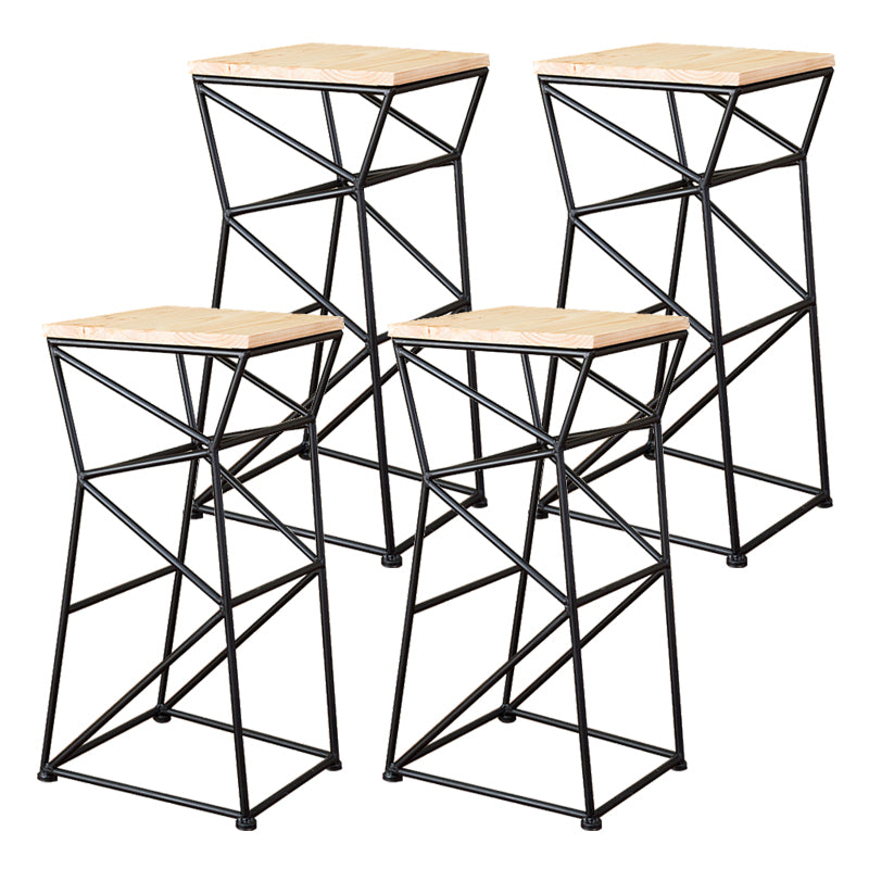 Modern Armless Counter Stool Iron Dining Room Bar Stool with Seat and Pedal