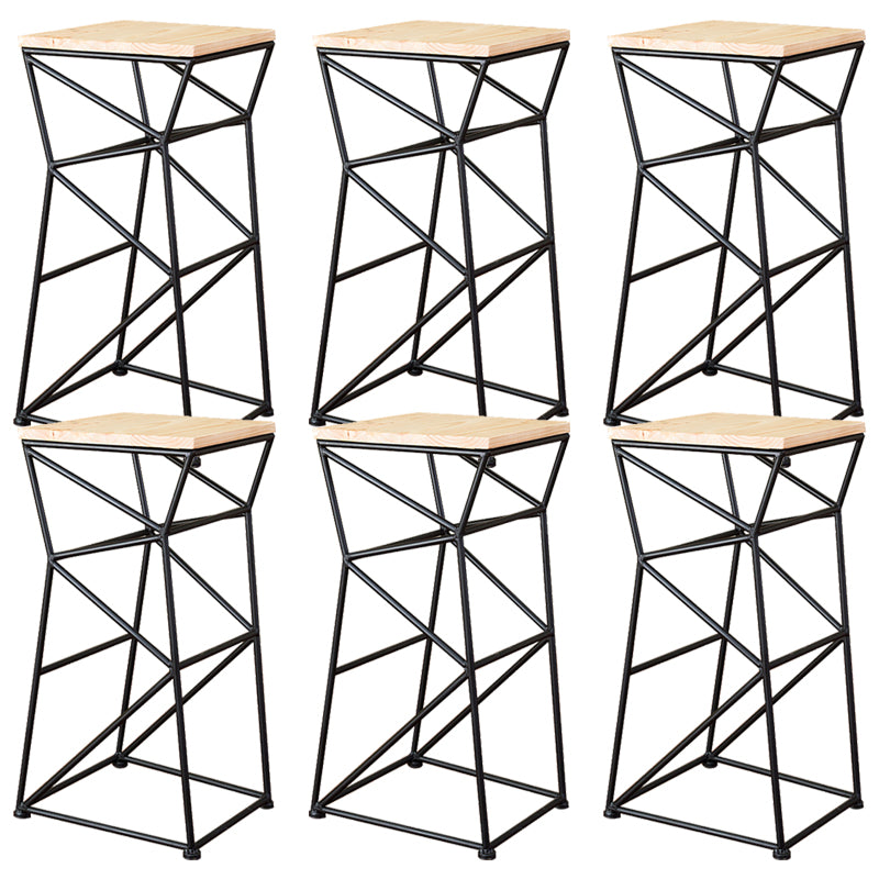 Modern Armless Counter Stool Iron Dining Room Bar Stool with Seat and Pedal